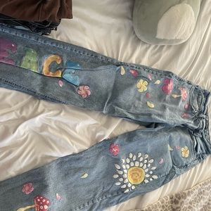 flower jeans